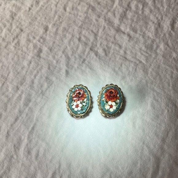 Vintage: Micro Mosaic Clip on Earrings- made in Italy - Picture 12 of 12